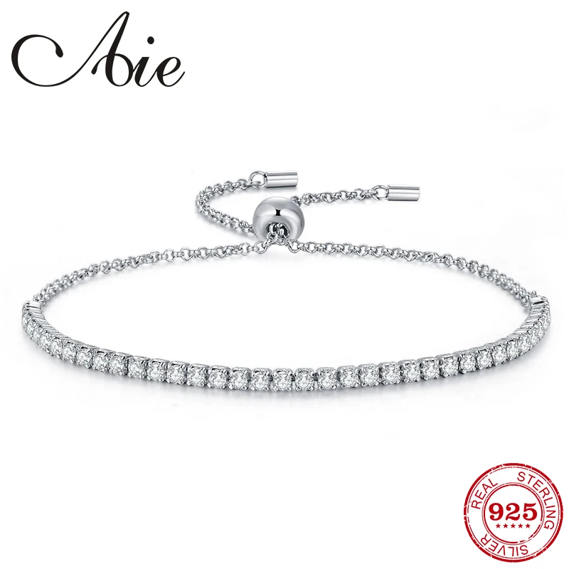 

Fashion 925 Sterling Silver adjustable Charm Bracelets With Sparkling like crystal zircon For Woman Jewelry Gift