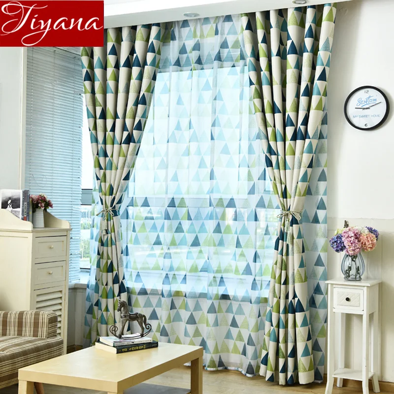 

Modern Curtain for Living Room Kitchen Bedroom Window Blackout Kids Sheer Tulle Green Fabrics Window Panel Customized T&211#40