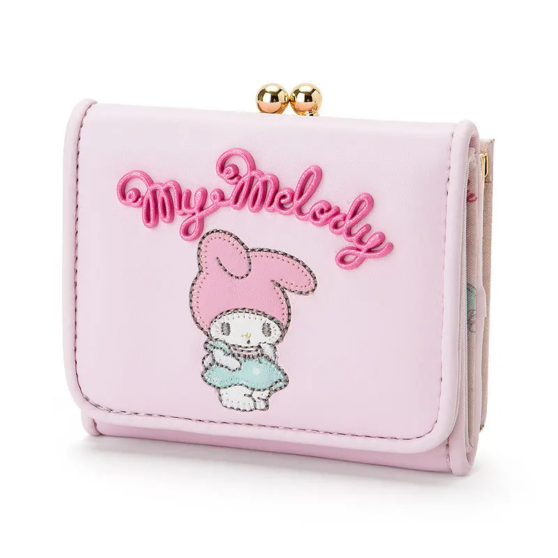 Cute Cartoon My Melody Tri fold Wallet Short Pink Bow PU Leather Money Clip Small Purses Women ...