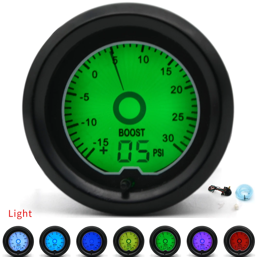 

2" 52mm PSI Turbo Boost Gauge 7 Color Racing Gauge LCD Digital Display Car Meter Multiple Colors