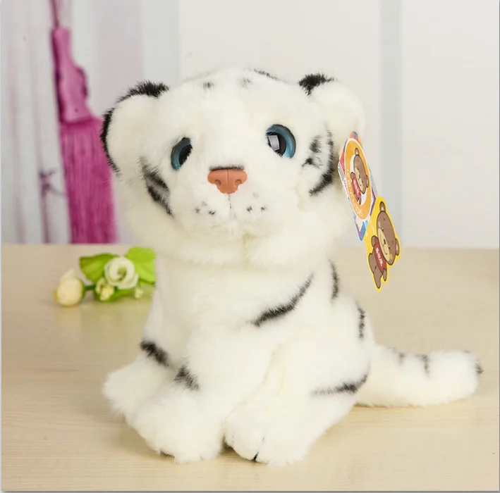 Милый каваи тигр, лев, леопард енот Ежик моделирование чучело Плюшевые игрушки дети подарок на день рождения 18 см - Цвет: White Tiger