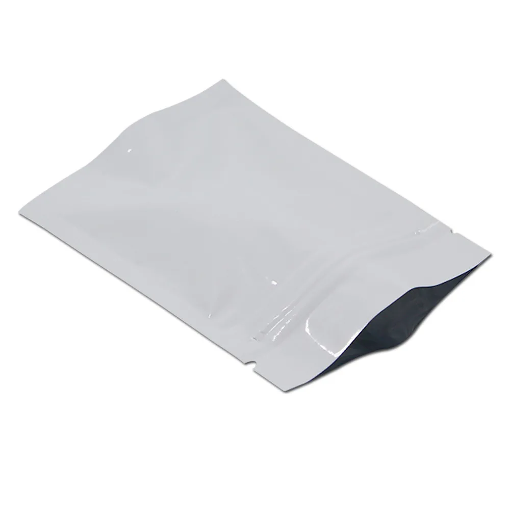 2000 шт/партия DHL металлик майлар фольга с застежкой Resealable мешок для хранения еды для специй Зерновые закуски пакет потайная молния алюминиевый кисет - Цвет: White