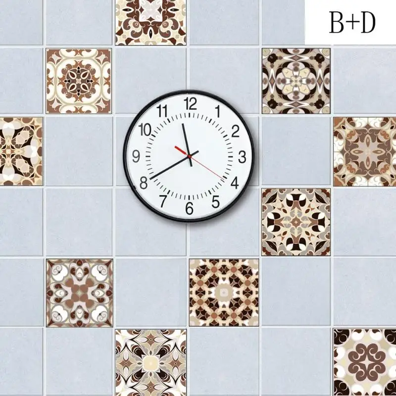 100x20cm Vintage European Style Wall Stickers Self-adhesive PVC Waterproof Tile Stickers For Bathroom Kitchen Wall Decor Sticker