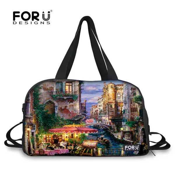 w1949 FORUDESIGNS/Gym Для мужчин Для женщин Обучение Водонепроницаемый сумки Картина маслом печатных Чемодан винтажная сумка через плечо с независимые туфли коробка для хранения - Цвет: w1949