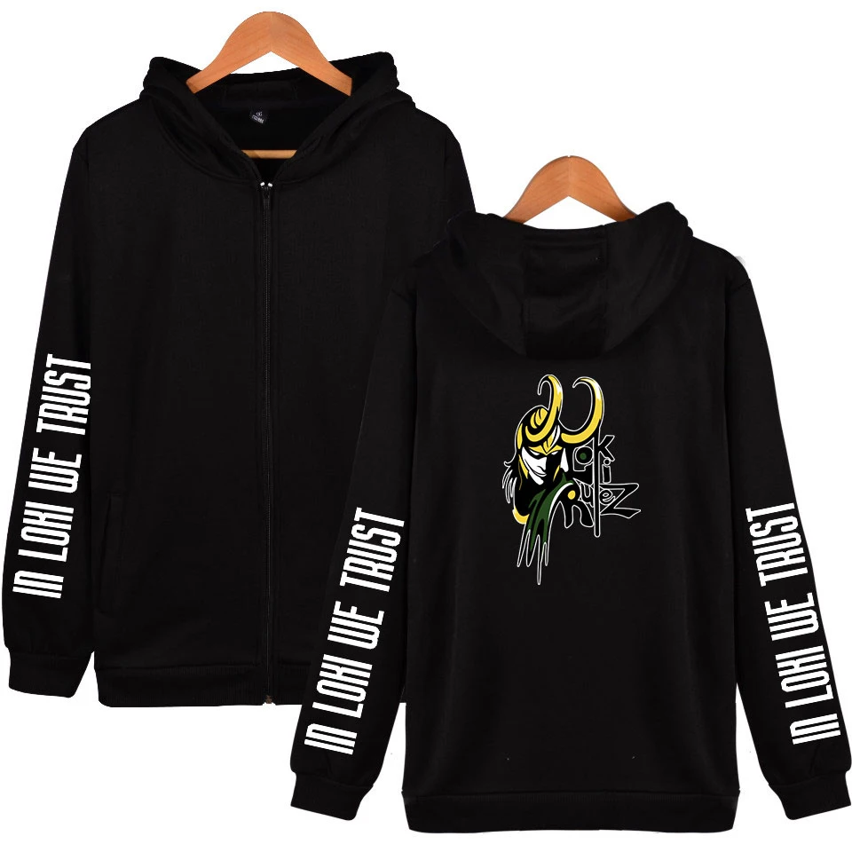 

2019 New LOKI Logo Zipper Hoodies Sweatshirt Cool Fashion Men/women Casual hoodie Pullover sweatershirts male/Women Zip-up Cloth