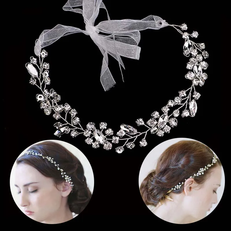

Simple Crystal Rhinestone Headband Tiaras de Noiva Headpiece Bridal Women Head Piece Hair Jewelry Wedding Hair Accessories LB