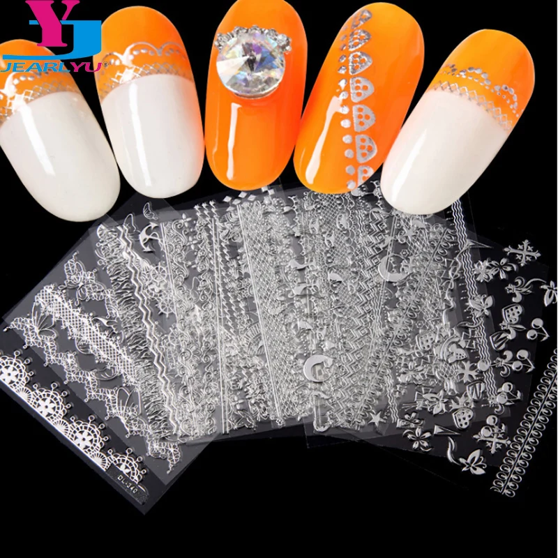 

Silver Mixed Nail Sticker Sets 30pcs/lot Christamas Snow Flower Nail Art Sticker Decals Gel Polish Decor Lace Sexy Nail Stickers