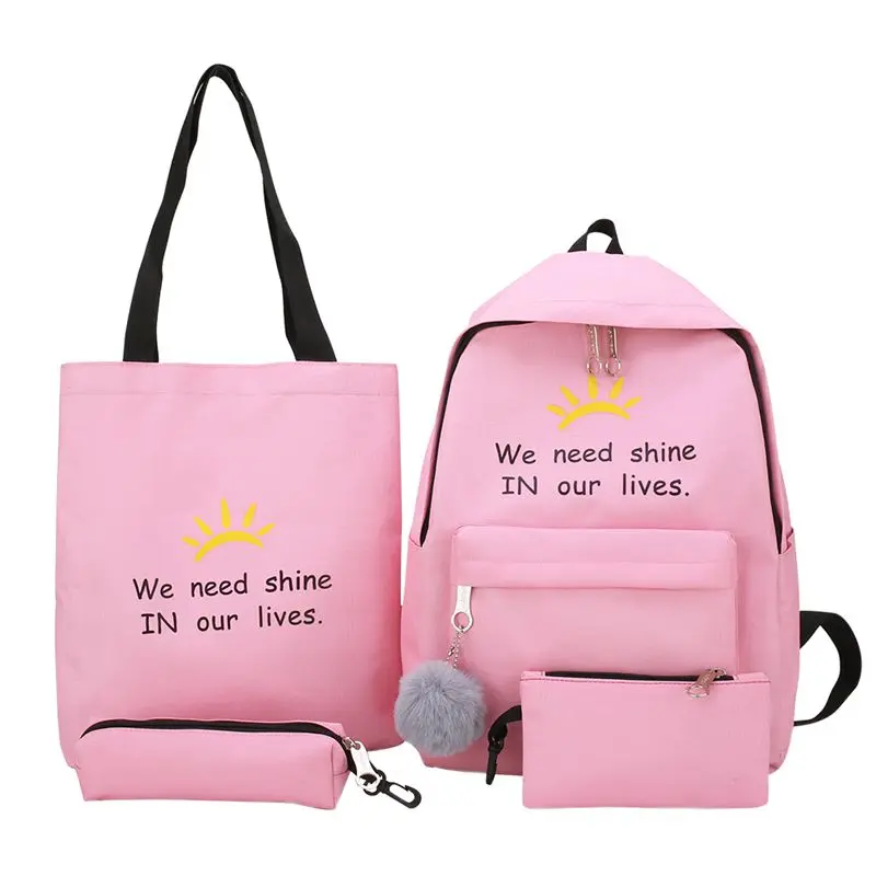 4 шт./компл. лента цепь с буквенным Mochila рюкзак туристические рюкзаки для отдыха школьные рюкзаки для девочек-подростков, школьный рюкзак - Цвет: pink