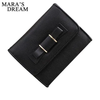 

Mara's Dream 2018 Korean Style Pink Knot Lovely Short Lady Wallets PU Leather Trifold Small Purse Women Clutch Wallet Coin Card