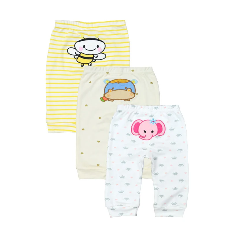 3/4PCS Newborn Baby Pants 100%Cotton Soft Unisex Infant Baby Trousers Mid Elastic Waist 3-24M Cartoon Pant