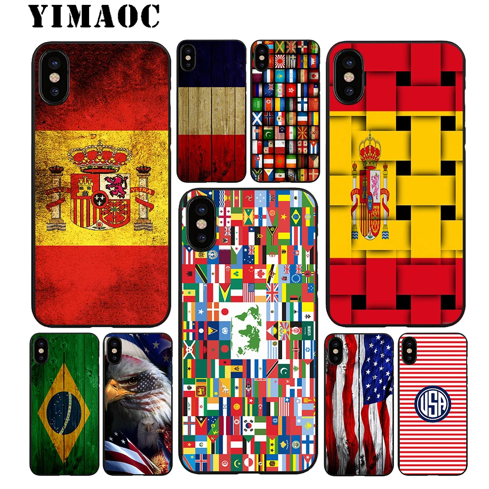 YIMAOC Испанский Американский флаг арт Мягкий ТПУ Черный силиконовый чехол для iPhone X