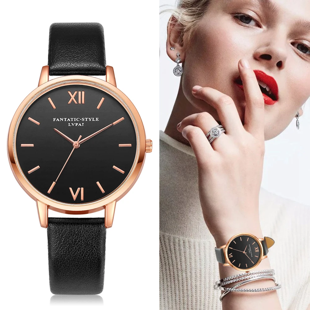 2018 розовое золото бренд lvpai кожаные часы Роскошные Классические наручные часы модные повседневное простой кварцевые наручные часы для