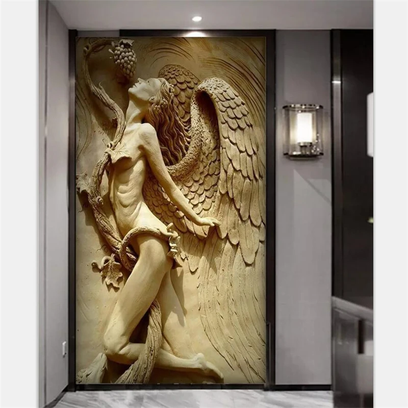 beibehang Wallpaper custom living room bedroom 3D three-dimensional relief beautiful angel porch background wall decoration beibehang Wallpaper custom living room bedroom 3D three-dimensional relief beautiful angel porch background wall decoration