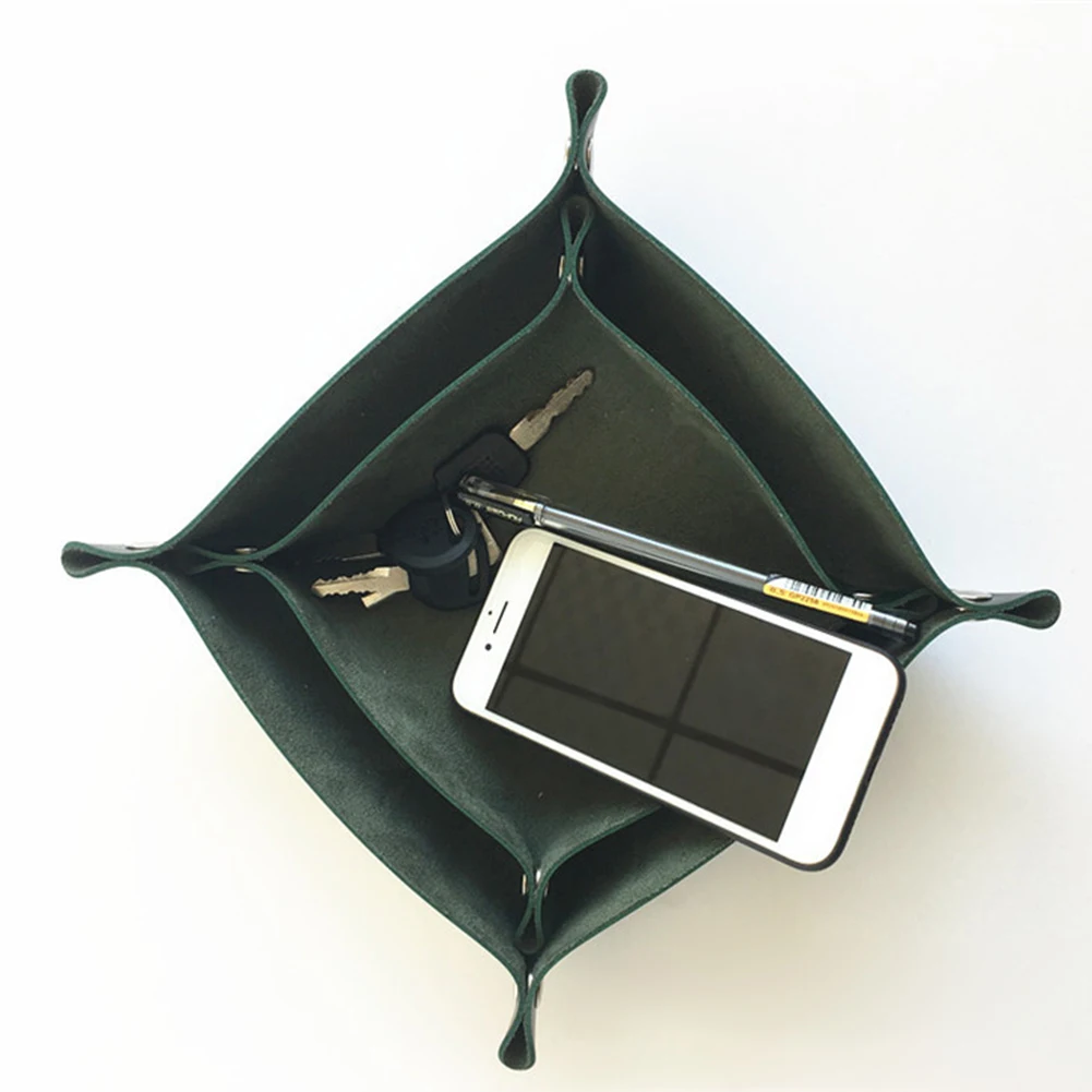 

Dice Holder PU Leather Folding Tray Dice Rolling Tray for Serving Collapsible Wallet Coin Key Trinket Tray Storage Box