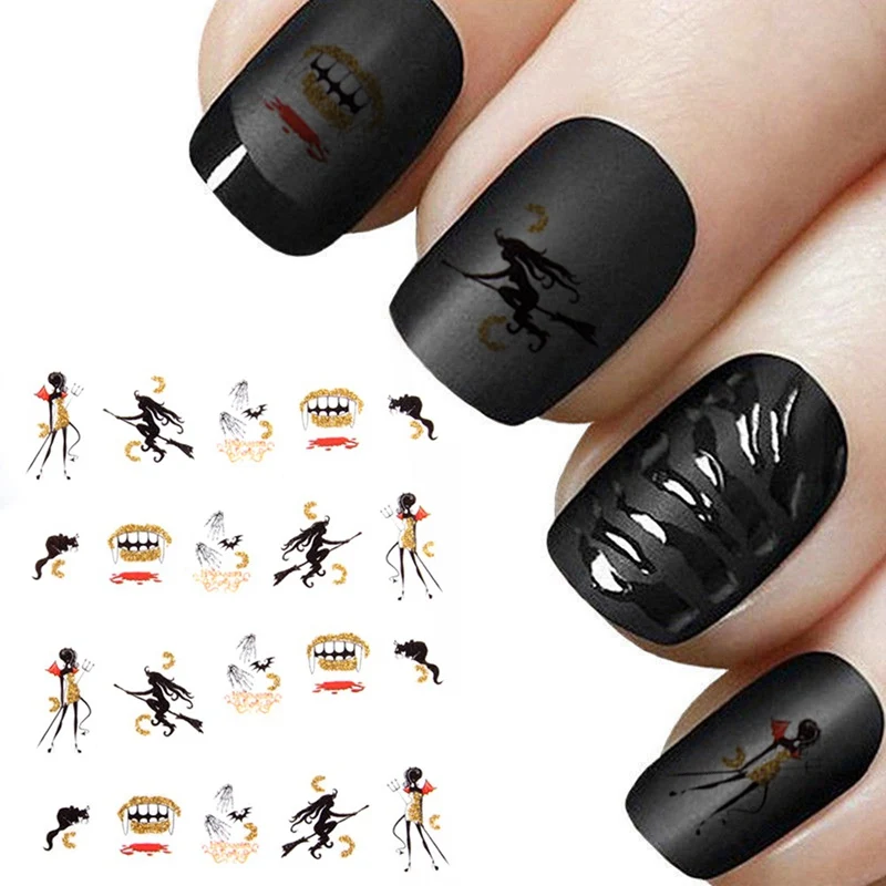 

Christmas Halloween Foreign Trade Environmental Water Transfer Nail Sticker Onion Powder Watermark Nail Sticker