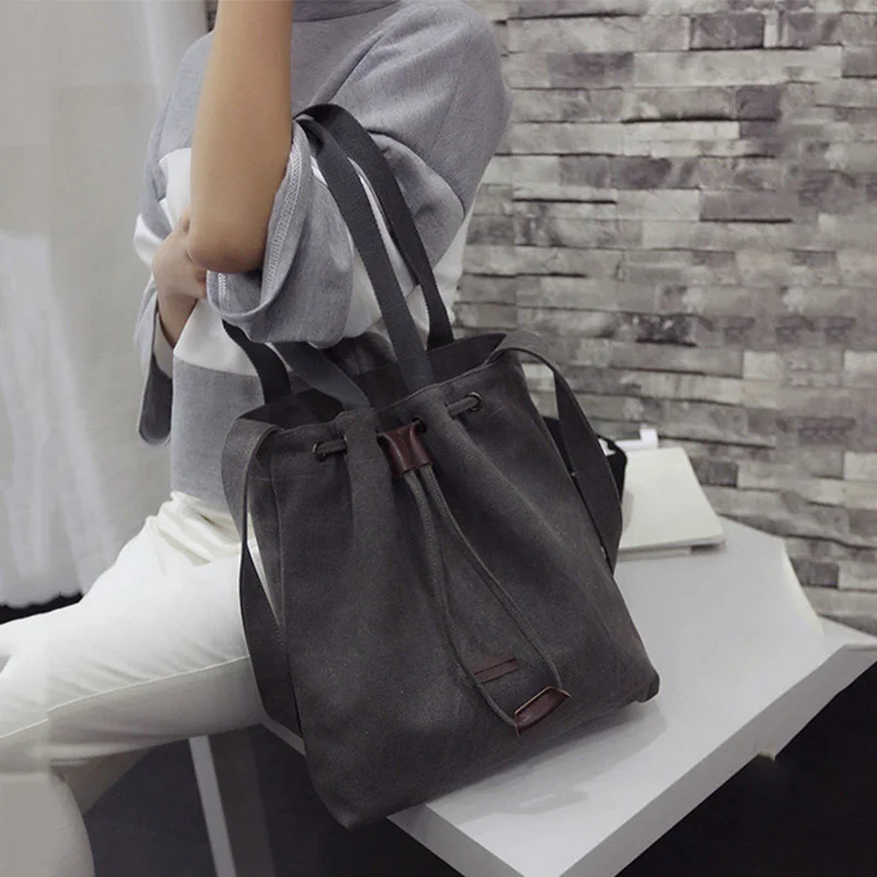 

Women Fashion Large Capacity Canvas Handbags Shoulder Messenger Bags Casual Students Bucket Bags 8G0336