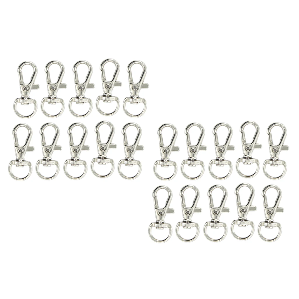 20 Sets Swivel Trigger Clip Lobster Clasp Snap Hook Key Ring Findings DIY