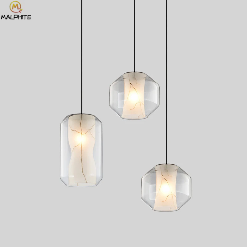 

Postmodern Cafe Pendant Light Restaurant Bar Imitation Cloud Stone Glass Texture Pendant Lamp Clothing Store Decor Hanglamp