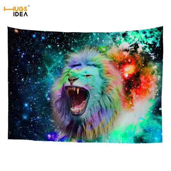 HUGSIDEA гобелен настенный Вселенная пространство галактика 3D животное Волк тигр узор домашний декор диван ковер Скатерть Коврик для йоги - Цвет: CC3200Z14