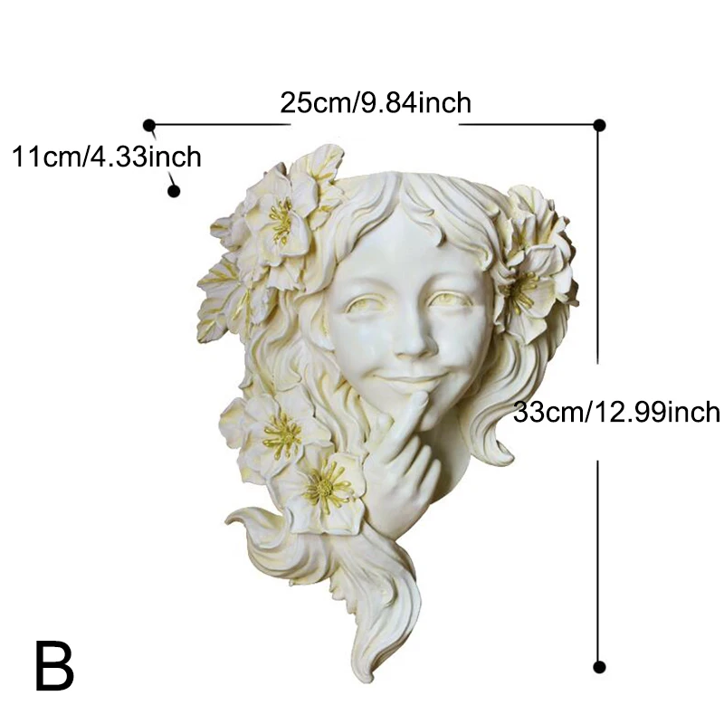 Богиня висячий полимерный настенный авторская ваза настенный цветочный горшок семейный открытый улыбка девочка персонаж Фея садовая плантация украшения - Цвет: B