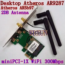 Посвященный настольных WI-FI AR9287 300 M PCI-E 1x беспроводной карточка с 2DB антенна WIN8 WIN7