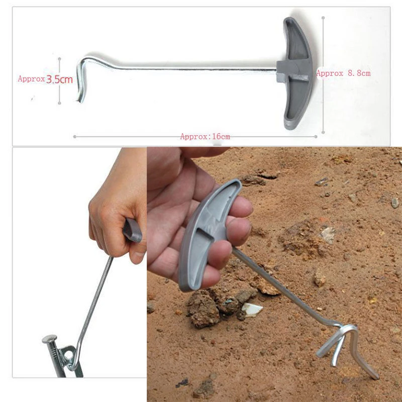 

1PCS Camping Tent Peg Stakes Extractor Puller Nail Retractor Hook Wrecking Staples Remover Nail Puller Metal Tent