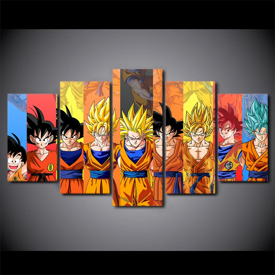 5 piece Canvas Art Dragon Ball Z Poster Goku Wall Art
