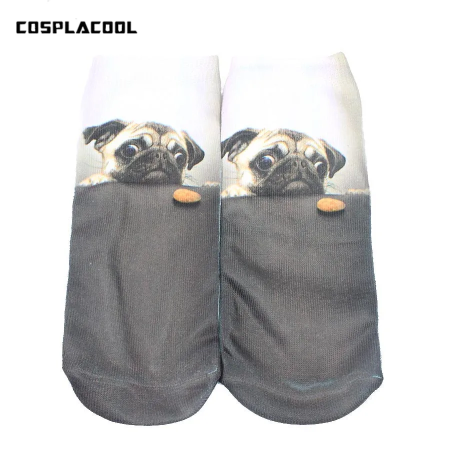 [Cospacool] цвета Harajuku 3D носки женские мопс/обувь принт Meias повседневные Calcetines унисекс