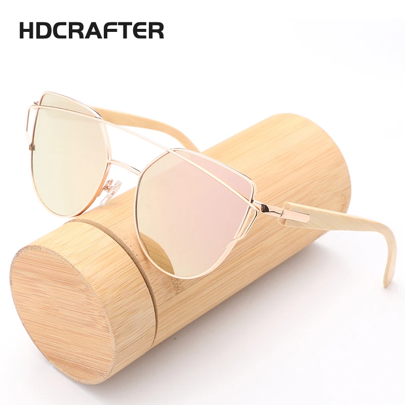 HDCRAFTER кошачий глаз солнцезащитные очки женские деревянные бамбуковые модные