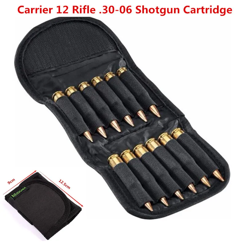 

2 pcs 12 Rifle .30-06 Shotgun Cartridge Wallet Rifle Cartridge Padded Holder Carrier Hunting Accessory Gun Caza Black Airsoft