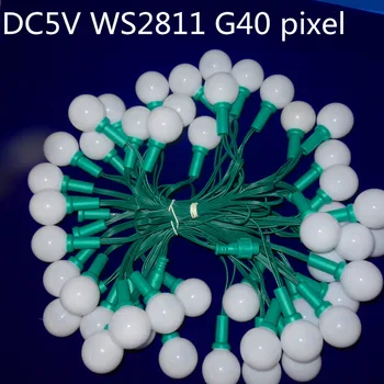 

DC5V 50nodes addressable RGB G40 WS2811 LED Christmas pixel string light;6inches(15cm) wire spacing;all GREEN wire;IP68