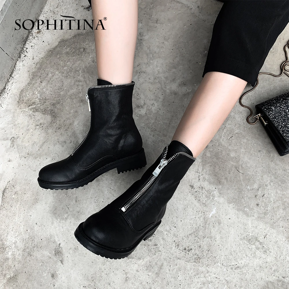 SOPHITINA/женские ботинки с круглым носком Высококачественная модная однотонная