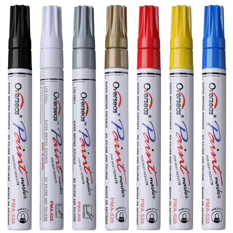 7Colors Universal Waterproof Permanent Paint Marker Pen Car Tyre Auto Tire Tread Rubber Painting Marker Graffiti Oily Marker Pen