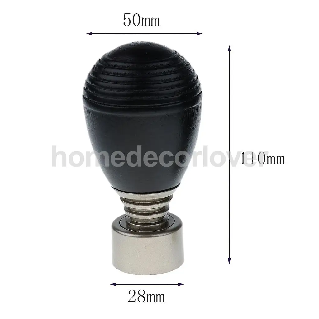 2PCS Window Curtain Drapery Rod/Pole End Cap Rod Head Cap for Curtain Poles with 28mm Inner Dia	