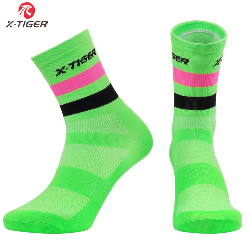 X-TIGER 4 пар/лот профессиональные велосипедные носки дорожные велосипедные носки уличные гоночные велосипедные Компрессионные спортивные носки для мужчин и женщин