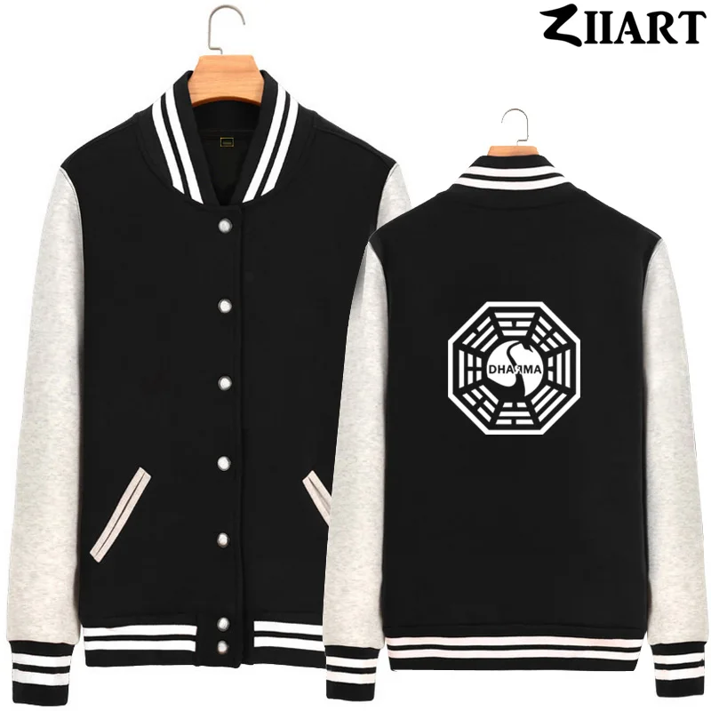 

LOST Swan DHARMA Yoga lotus Tai Chi Ba Gua Yin Yang Tai ji Space Time Girls Woman Full Zip Autumn Fleece Baseball jackets ZIIART