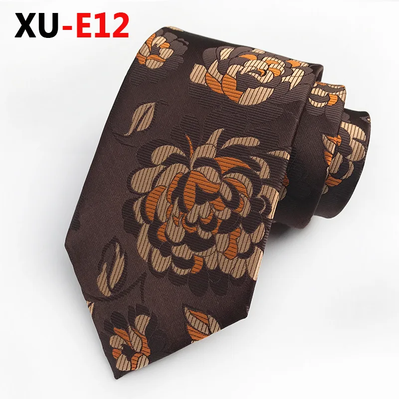

Brown Beige Floral Ties Silk Handmade Wedding Fashion Classic Brand Men's Accessories Necktie