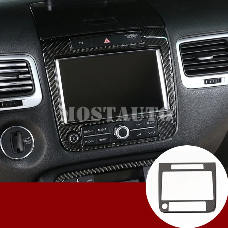 

For VW Touareg Carbon Fiber Center Console GPS Navigation Trim Cover 2011-2015 1pcs
