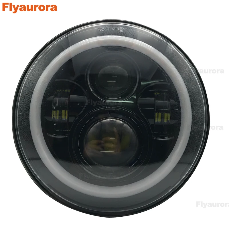 Flyaurora 7 дюймов Led фары для автомобиля Белый Halo DRL + пара 4 передний бампер
