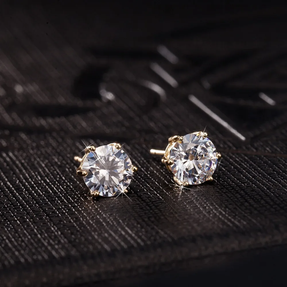 

Hot Sale Small Crystal Stud Earrings Jewelry Silver Pair Crown Zircon Crystal Earring Women free shipping elegant Jewelry Wholes