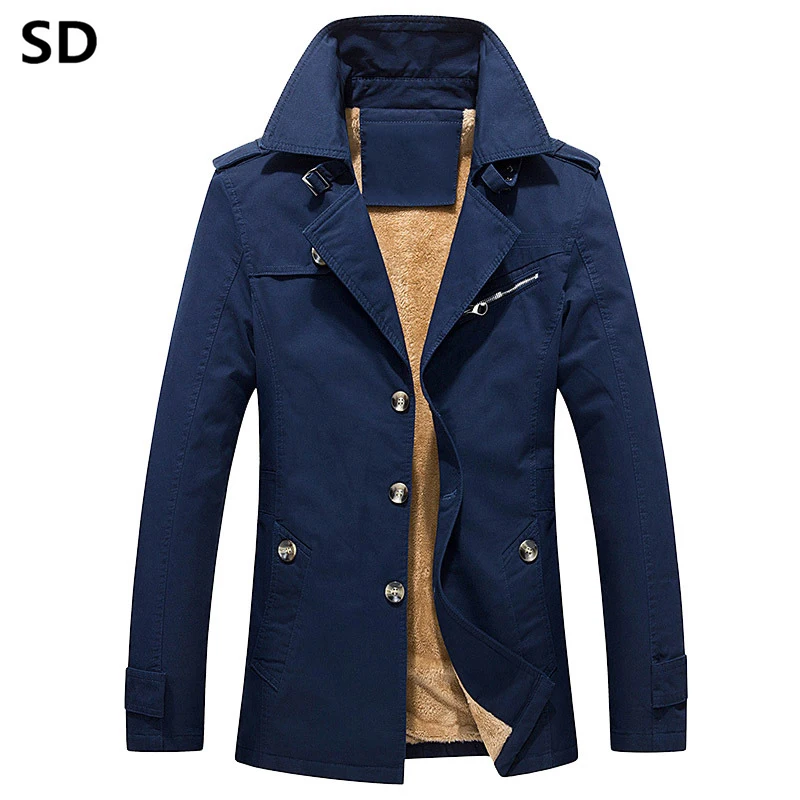 

Men Jackets and Coats Casual Simple British Style Men's Jacket Winter Windbreaker Male Overcoat Thick Army Outdoors Clothes 1095