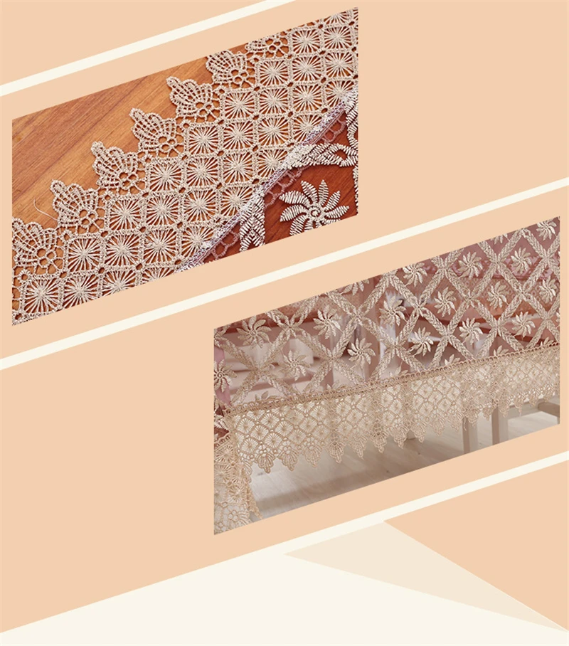 Lanweini Hollow Embroidered Elegant Fabric Tablecloths For Rectangular Table Cloth For Table Decor Crochet Tea TV Cabinet Cover