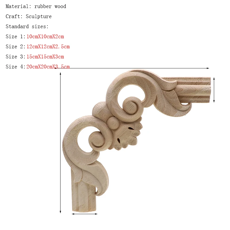 Ornament crafts Wooden figurine crafts Frame Door Cabinet Decorative Figurines Appliques for Furniture Home Decoration Accessories