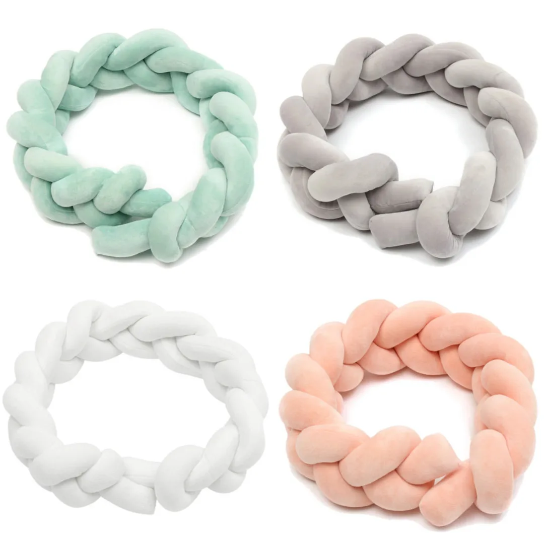 2M/3M Baby Infant Plush Crib Bumper Bed Bedding Cot Braid Pillow Pad Protector