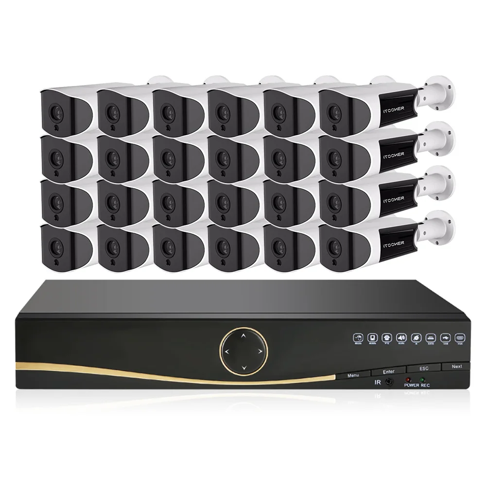 

H.265 32CH NVR Kit with 24PCS 2MP POE Camera CCTV System Cloud Supports PC&Mobille View Outdoor Waterproof Onvif POE Camera Kit