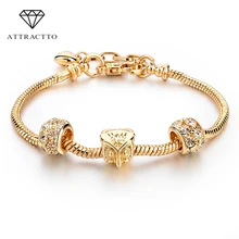 Attrtto Сова очаровательные браслеты для женщин Роскошные браслеты из золотой цепи и браслеты ювелирные изделия браслеты персонализированный браслет SBR160013