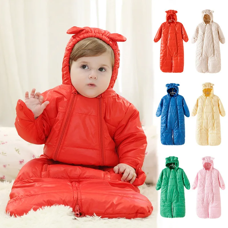 Brand Newborn Baby Romper Sleepwear Winter Overalls Long Baby Boy Girl