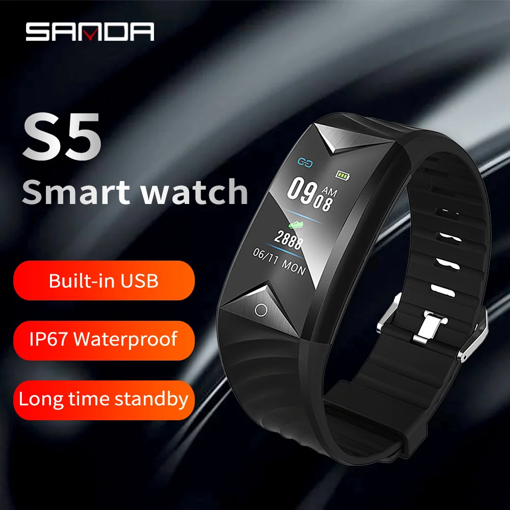 SANDA smart watch men's Bluetooth for Android iOS Smartwatch Sport digital watch heart rate sphygmomanometer fitness tracker