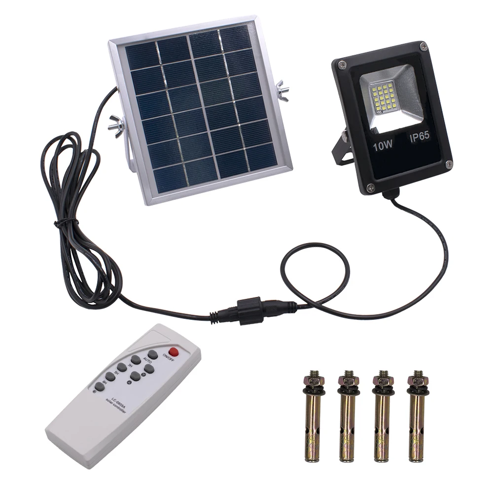 

LED Flood Light IP65 Waterproof 10W Solar Floodlight Outdoor spotlight White Light with Remote Control