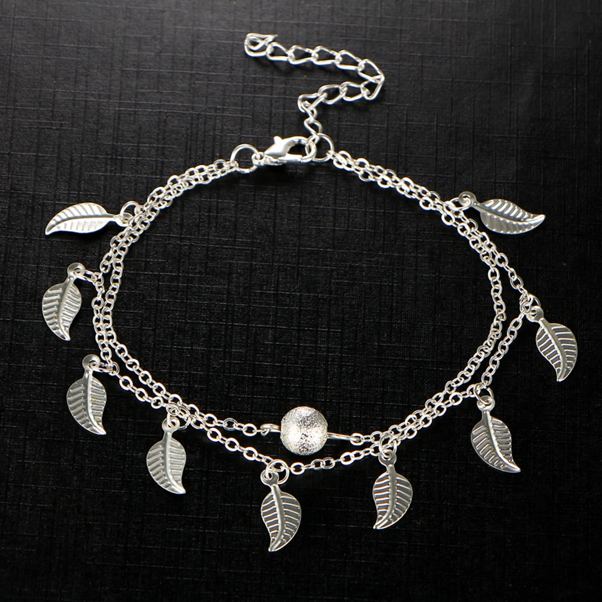 Charms Trendy Double Chain Sea Beach Anklet Gold Sliver Plated Leaves Ankle Bracelet Bohemian Jewelry Accessories Gift For Women